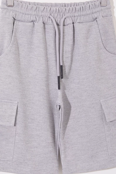 Gri Kargo Cepli Erkek Çocuk Beli Lastikli Şort 18800 - 3