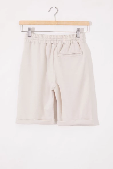 Krem Erkek Çocuk Beli Lastikli Basic Şort 18804 - Resim 3