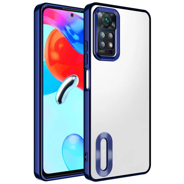 Xiaomi Redmi Note 11 Pro 5G Kılıf Kamera Lens Korumalı Logo Gösteren Parlak Kenarlı Kapak (OMEGA)