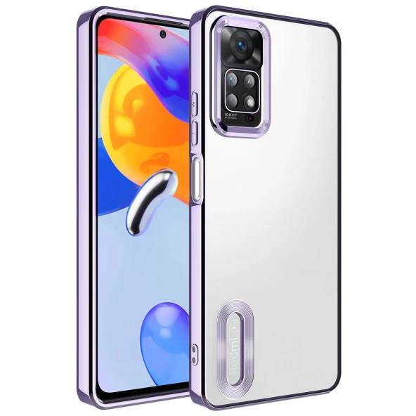 Xiaomi Redmi Note 12 Pro 4G Kılıf Kamera Lens Korumalı Logo Gösteren Parlak Kenarlı Kapak (OMEGA)