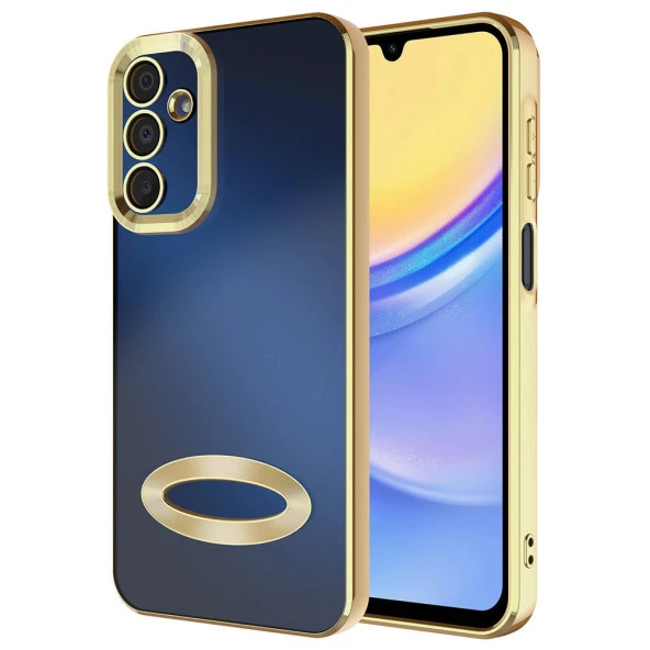 Samsung Galaxy A25 Kılıf Kamera Lens Korumalı Logo Gösteren Parlak Kenarlı Kapak (OMEGA)