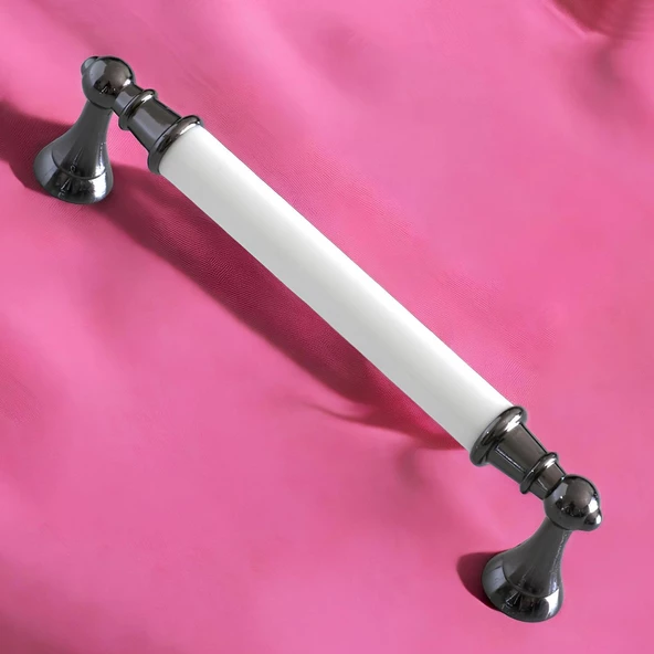 Amos Gerçek Porselen Beyaz Füme 128 mm Mobilya Mutfak Kulp Çekmece Dolap Kulplar Kulpu Kulbu - Resim 7