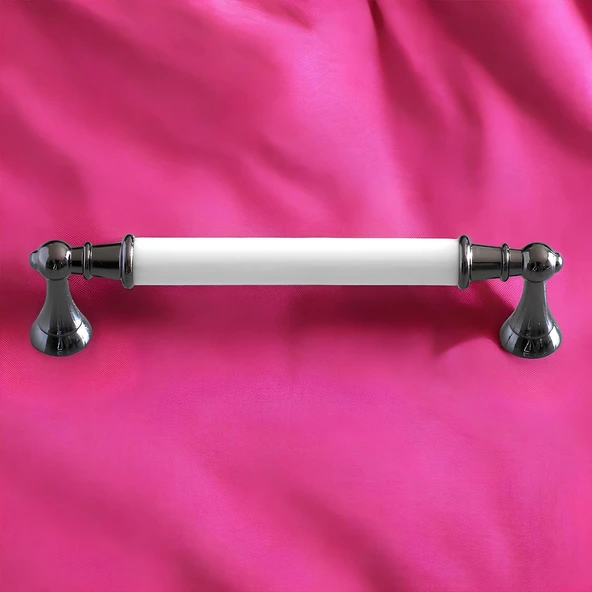 Amos Gerçek Porselen Beyaz Füme 128 mm Mobilya Mutfak Kulp Çekmece Dolap Kulplar Kulpu Kulbu - Resim 5