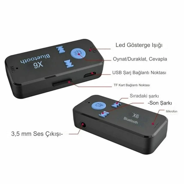 Hadron HD9004 Hafıza Kart Yuvalı Aux Araç Muzik Bluetooth Dongle - 6