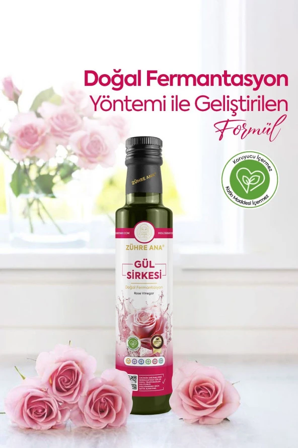 Zühre Ana Gül Sirkesi Doğal Fermantasyon Rose Vinegar 500 Ml