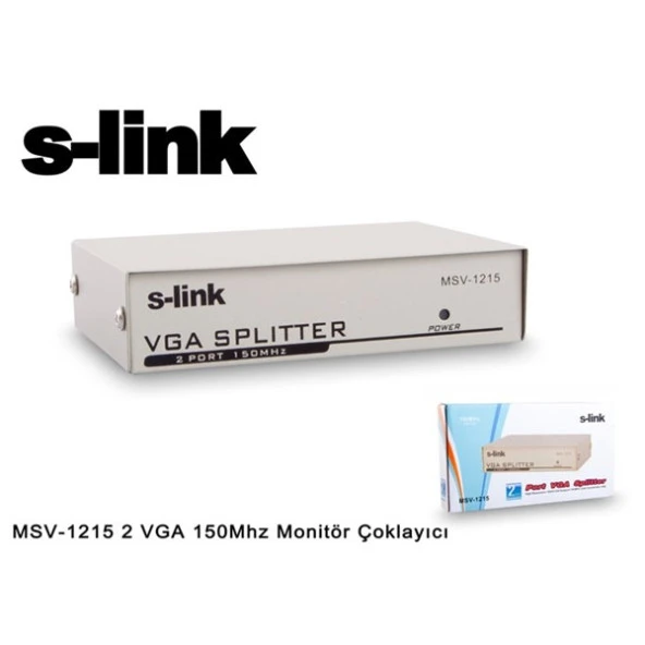 S-LINK 2port MSV-1215 2x 15pin DSub 1920x1440 150mhz Vga,Video Splitter - Resim 3