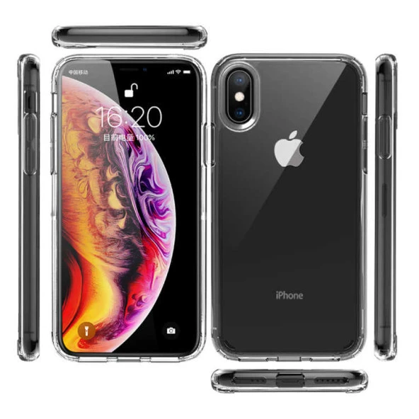 Apple  iPhone XS Max 6.5 Kılıf Kamera Çıkıntılı Şeffaf Darbe Emici Sert Silikon Kapak (COSS)