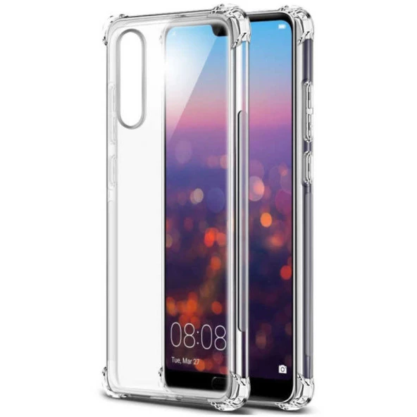 Huawei P20 Pro Şeffaf Kılıf Köşelerde Darbelere Karşı Ultra Kalınlık (ANTİSHOCK)