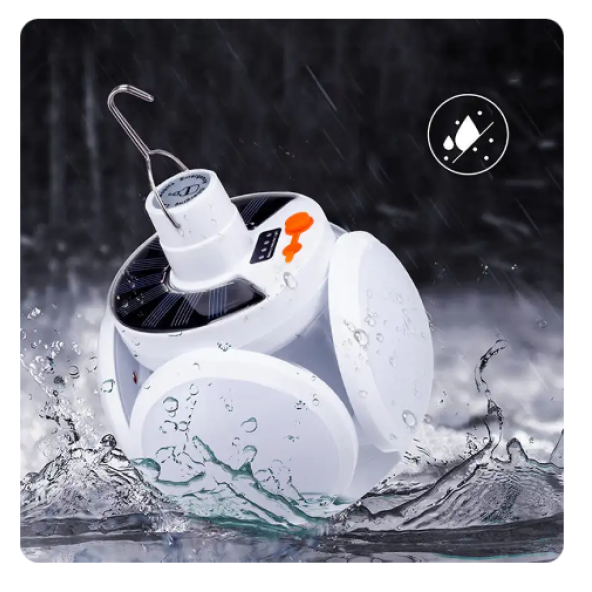 QASUL Solar Güneş Enerji Ve Usb Şarjlı 5 Kanatlı Bahçe Aydınlatma Led Askılı Pratik Lamba - 5