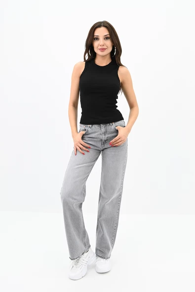 Kadın Bisiklet Yaka Kolsuz Bluz 1755-24 - 3