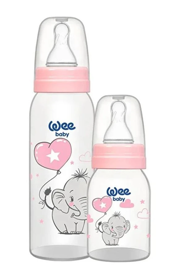 Wee Baby 125+250 ml 2'li Fil Desenli Klasik PP Biberon Seti Pembe