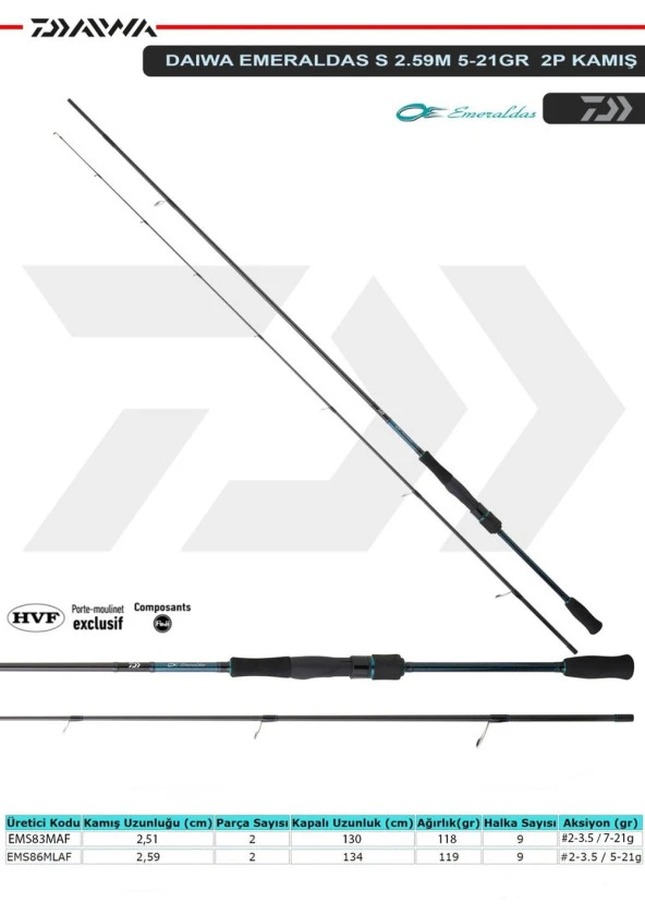 Daiwa Emeraldas S 259cm 5-21gr 2 Parça Olta Kamışı - 2