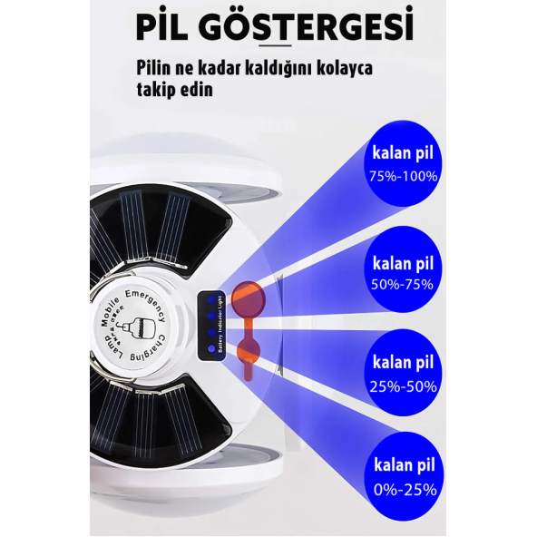 Güneş Enerjili  Taşınabilir Işık Yüksek Güç Şarj Edilebilir Led Lamba Açık hava Aydınlatması - 2