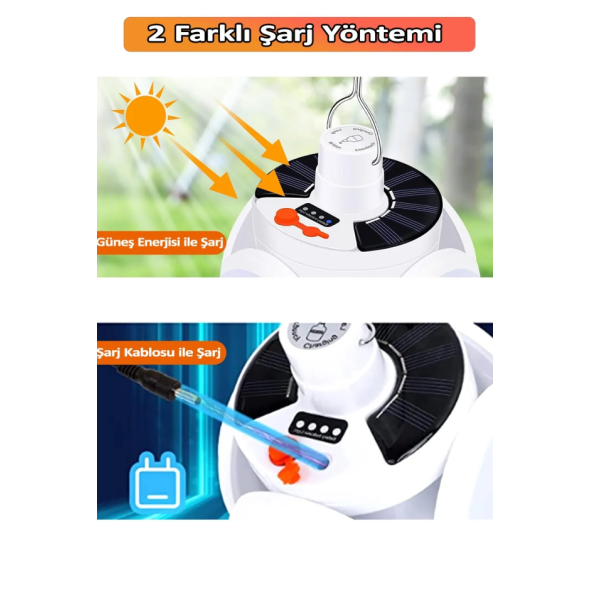 Güneş Enerjili  Taşınabilir Işık Yüksek Güç Şarj Edilebilir Led Lamba Açık hava Aydınlatması - 3