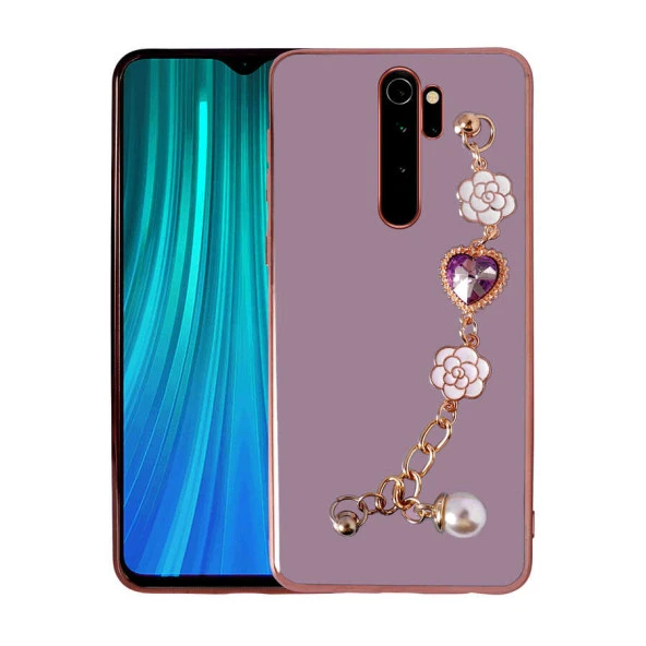 Xiaomi Redmi Note 8 Pro Kılıf Çiçek Desenli Askılı Tutamaçlı Kamera Korumalı Kapak (TAKA)