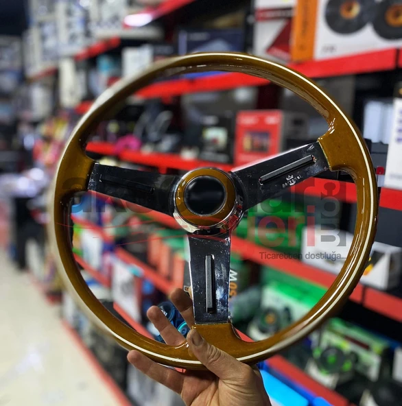 Personel Ahşap Vintage Retro 38cm Direksiyon- Etiketçilere Özel Şık Ahşap Direksiyon - 5