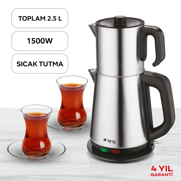 King Sonat KCM333 1500 W Çelik Çay Makinesi - 4
