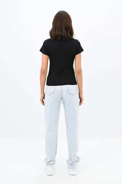 Kadın Taş İşlemeli Nakış Detaylı T-shirt 1774-25 - 5