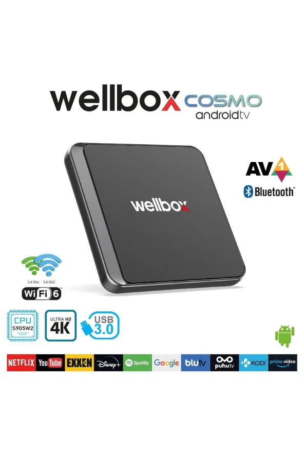 Cosmo 4K Wi-Fi 6 Usb 3.0 - Bluetooth Android Tv Box 2gb Ram 16GB Hafıza