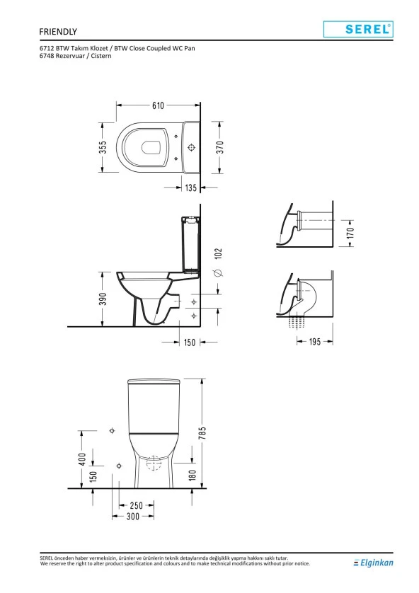 Serel Friendly Duvara Sıfır Klozet Seti 4 Parça SET.6775STS110H - 3