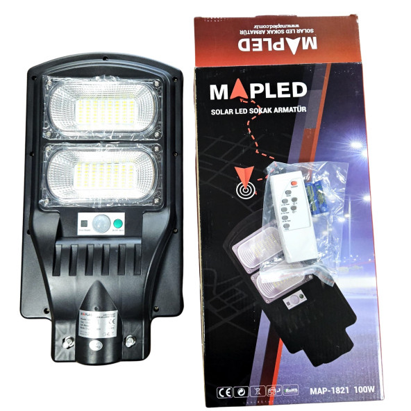 MAPLED 100w A Kalite Güneş Enerjili Led Projektör Garantili Profesyonel Yüksek Işık Doğadan Gelen Enerji - 1