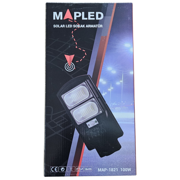 MAPLED 100w A Kalite Güneş Enerjili Led Projektör Garantili Profesyonel Yüksek Işık Doğadan Gelen Enerji - 2