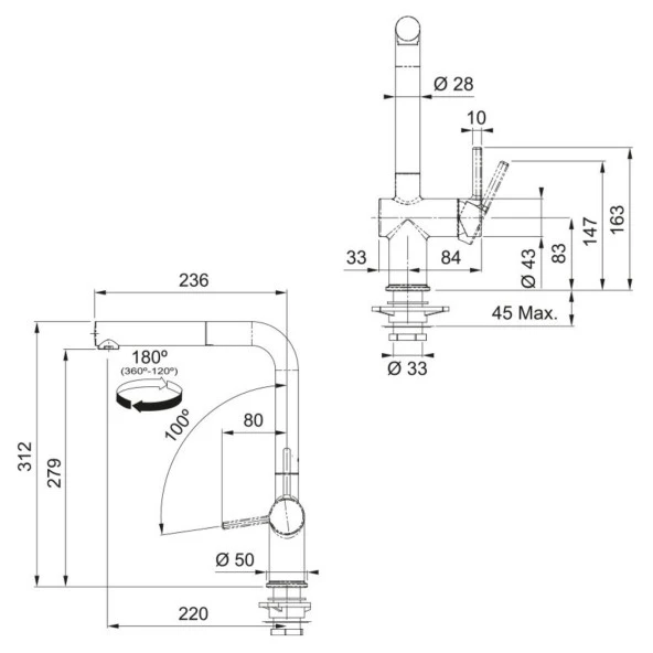 Franke Urban UBG 651-100 Stone Grey Granit Eviye-Active Plus Doccia 2.0 Batarya Seti - 5