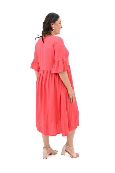 Kadın Büyük Beden Düğme Detaylı Elbise 5241-25 - 10