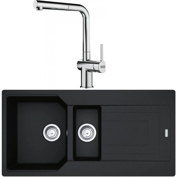 Franke Urban UBG 651-100 Nero Granit Eviye-Active Plus Doccia 2.0 Krom Batarya Seti