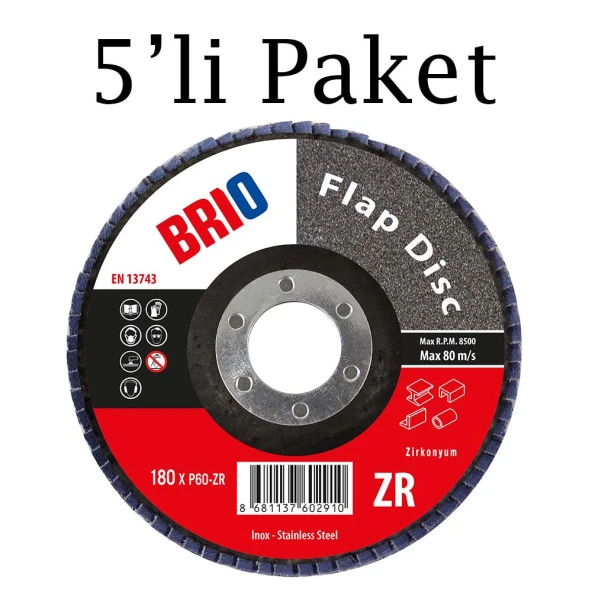 Brio Flap Disk 180Xp60 Zr 5'li Paket