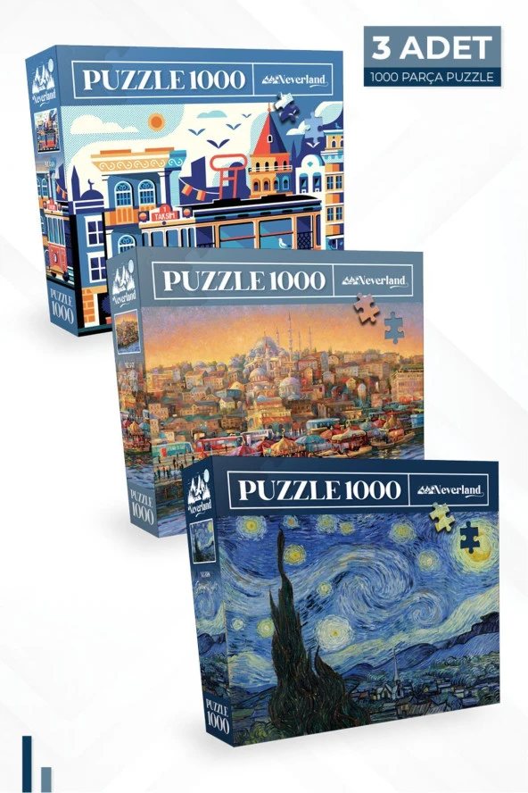 Neverland 3 ADET 1000 PARÇA PUZZLE - YILDIZLI GECE ve İSTANBUL ve ISTANBUL EVENING - NL440-358-441