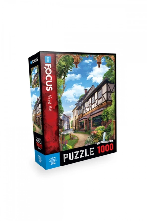 Blue Focus 1000 Parça Puzzle BF287 - Eski Cadde Ve Çiçekli Kemer