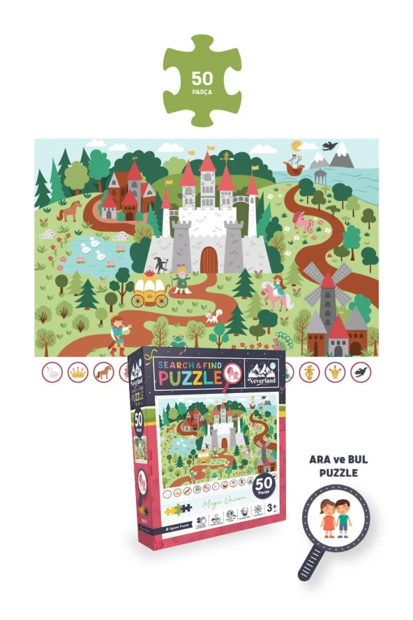 Neverland 4 ADET PUZZLE - 24 P. SEVİMLİ PRENSES ve 50 P.DENİZ KIZI ve 100 P. UNICORN ve 50 P. SİHİRLİ UNICORN - 5