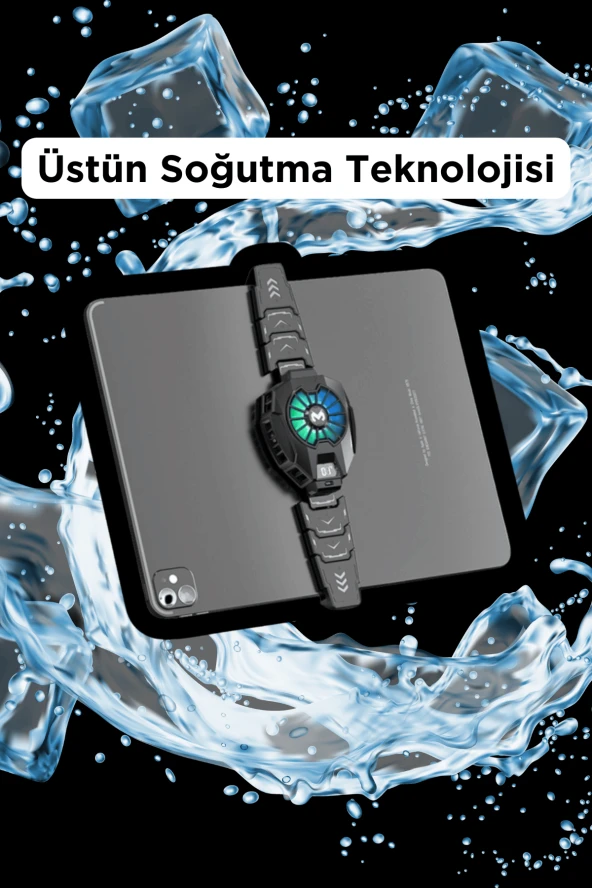 DL05T Dijital Göstergeli Tablet Soğutucu Gamer Oyuncu Radyatör 30 Watt Soğutma Fanı - Resim 2