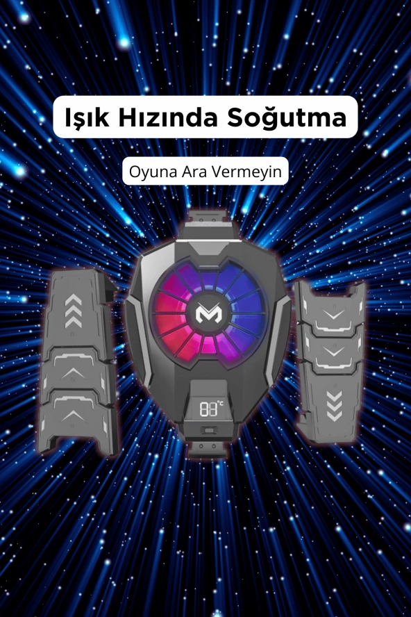 DL05T Dijital Göstergeli Tablet Soğutucu Gamer Oyuncu Radyatör 30 Watt Soğutma Fanı - Resim 6