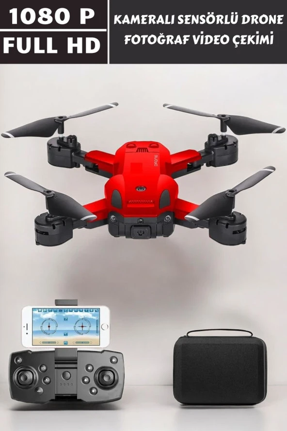 Astro 1080P HD Kameralı Drone Katlanabilir Taşıma Çantalı 4 Pervaneli Havada Stabil Kalma Sensörlü - 5