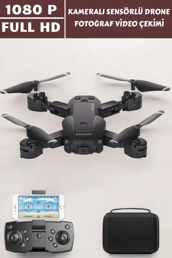 Astro 1080P HD Kameralı Drone Katlanabilir Taşıma Çantalı 4 Pervaneli Havada Stabil Kalma Sensörlü - 7