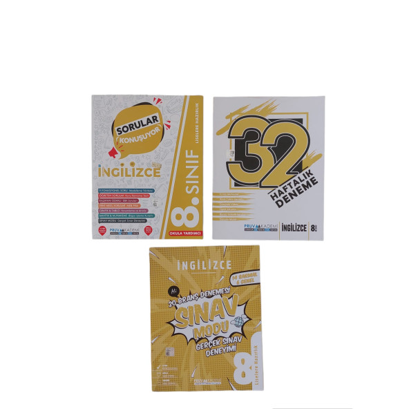 PRUVA AKADEMİ 8.SINIF İNGİLİZCE 3 KİTAP SET
