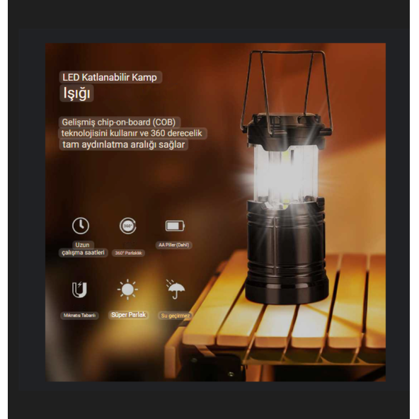 Katlanabilir Kızaklı Güneş Enerjili Kamp Piknik Lambası - 2