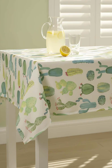 Rivaİstanbul Kaktüs Desenli Masa Örtüsü, Sofra Bezi, Piknik Örtüsü ürün görseli 1