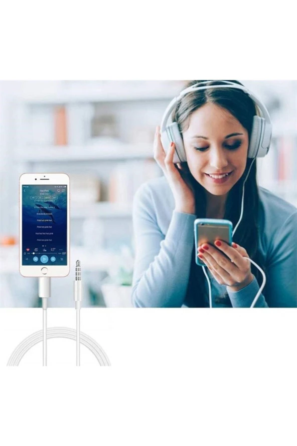 Iphone 7 8 X Max 11 12 Pro Uyumlu Lightning To Aux Kablo 1mt Araç Müzik Kulaklık Ses Aux Dönüştürücü - Resim 3