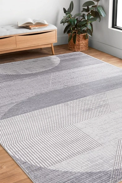 Alpina Home Echo Gri Yumuşak Doku Salon Oturma Odası Mutfak Çocuk Odası Halısı