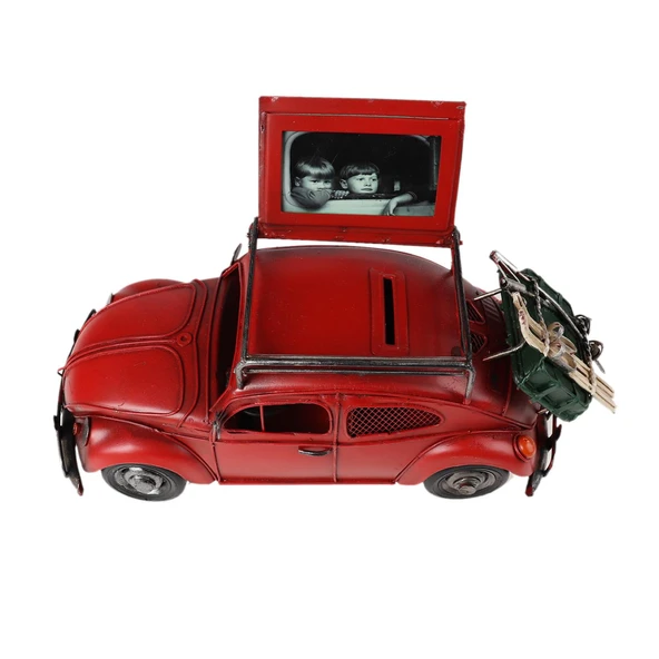 EL YAPIMI METAL WOSWOS ÇERÇEVELİ KUMBARA KIRMIZI KOD:3398S - 4