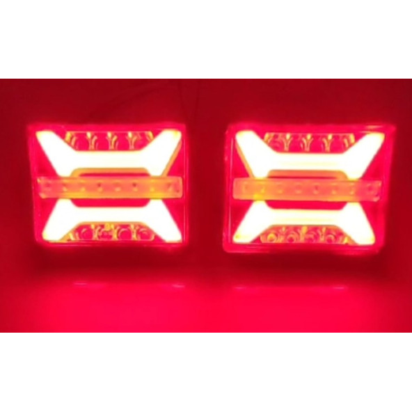 Neon Ledli Kare Stop Lambası 12-24 Volt 4 Fonksiyonlu 2 Adet - 3