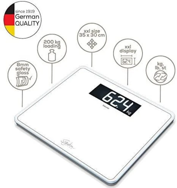 Beurer GS 410 SignatureLine Beyaz cam banyo baskülü - 4