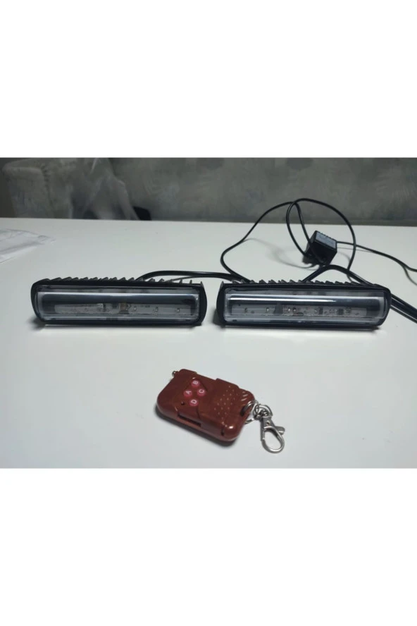 Çakar Lamba Kırmızı-Mavi Mercekli Kumandalı 12 Modlu 12-80 Volt - 2