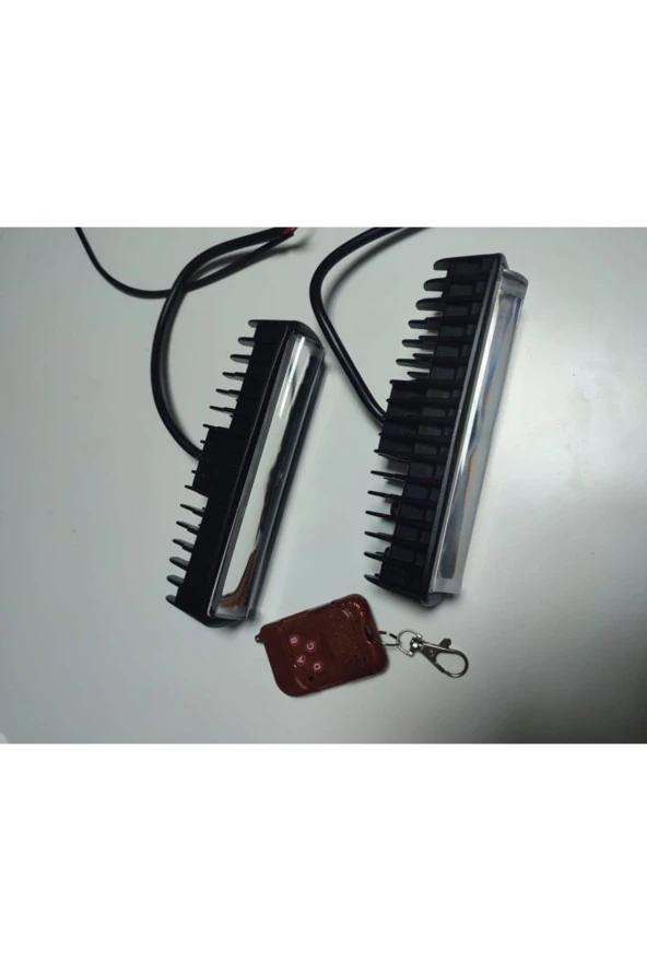 Çakar Lamba Kırmızı-Mavi Mercekli Kumandalı 12 Modlu 12-80 Volt - 3