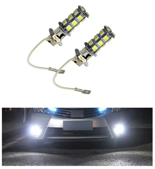 2 Adet H3 Far Ampulü 18 Ledli 6000k 12v 100/90w - 4