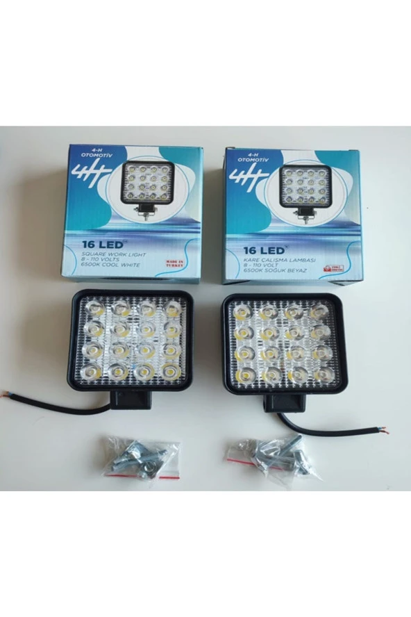 4 Adet Kare Çalışma Lambası Kalın Kasa (28mm) 8-110 Volt 6500K - Resim 2