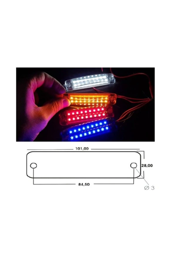 6 Adet 16 Ledli Çift Sıra Led Lamba 12-24 Volt - Resim 3